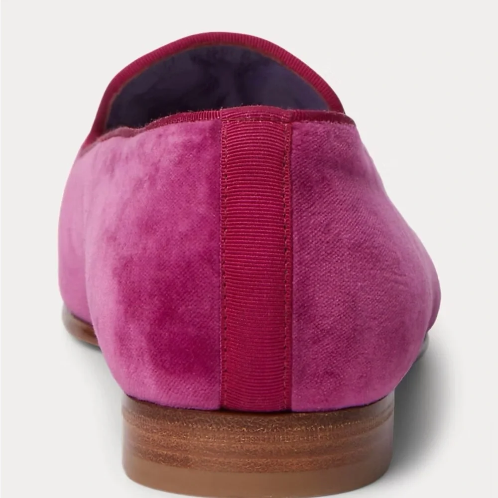 Ralph Lauren Purple Label Alonzo Embroidered Velvet Loafers- Summer Berry- 8 - Picture 2 of 10